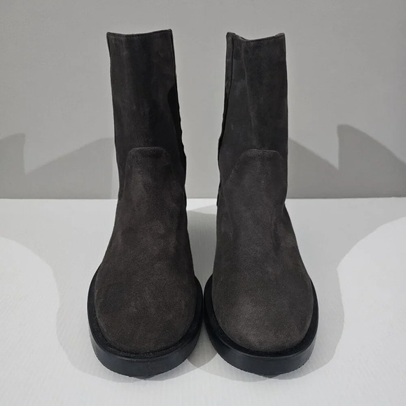 NEW Stuart Weitzman Sadie Mid Calf Boot Womens 10.5 Gray Suede Western Pull On - Picture 4 of 15